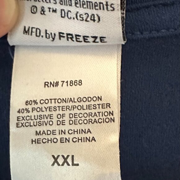 Batman DC Comics Embroidered Logos Blue XXL Men's Tee Shirt - Picture 4 of 6